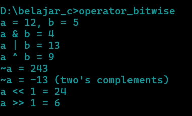 Output Program: Operator Bitwise.