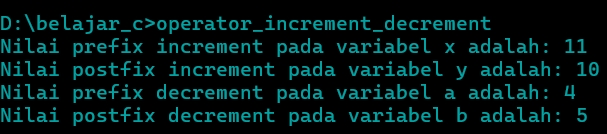 Output Program: Operator Increment & Decrement.