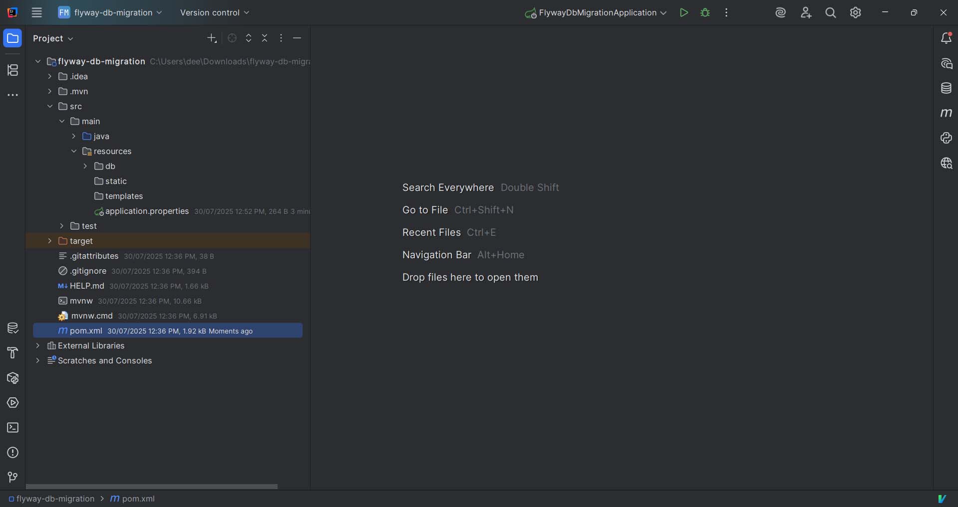Gambar tampilan awal Intellij IDEA.