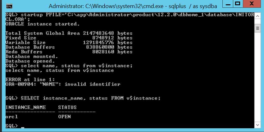 Status database open.