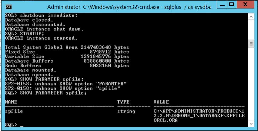 Value spfile sudah tidak kosong.