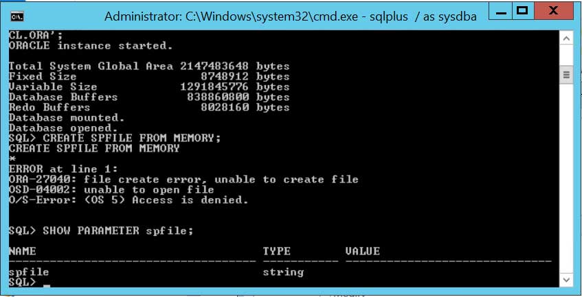 Show parameter spfile.