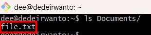 Output perintah ls Documents/