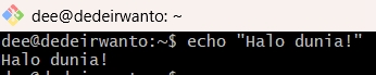 Output echo 'Halo dunia!'.