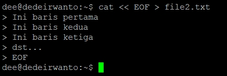 Teks multiline dengan << EOF