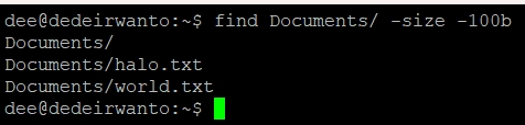 Output pencarian file kurang dari 100 byte.