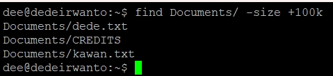 Output pencarian file lebih dari 100 kilobyte.